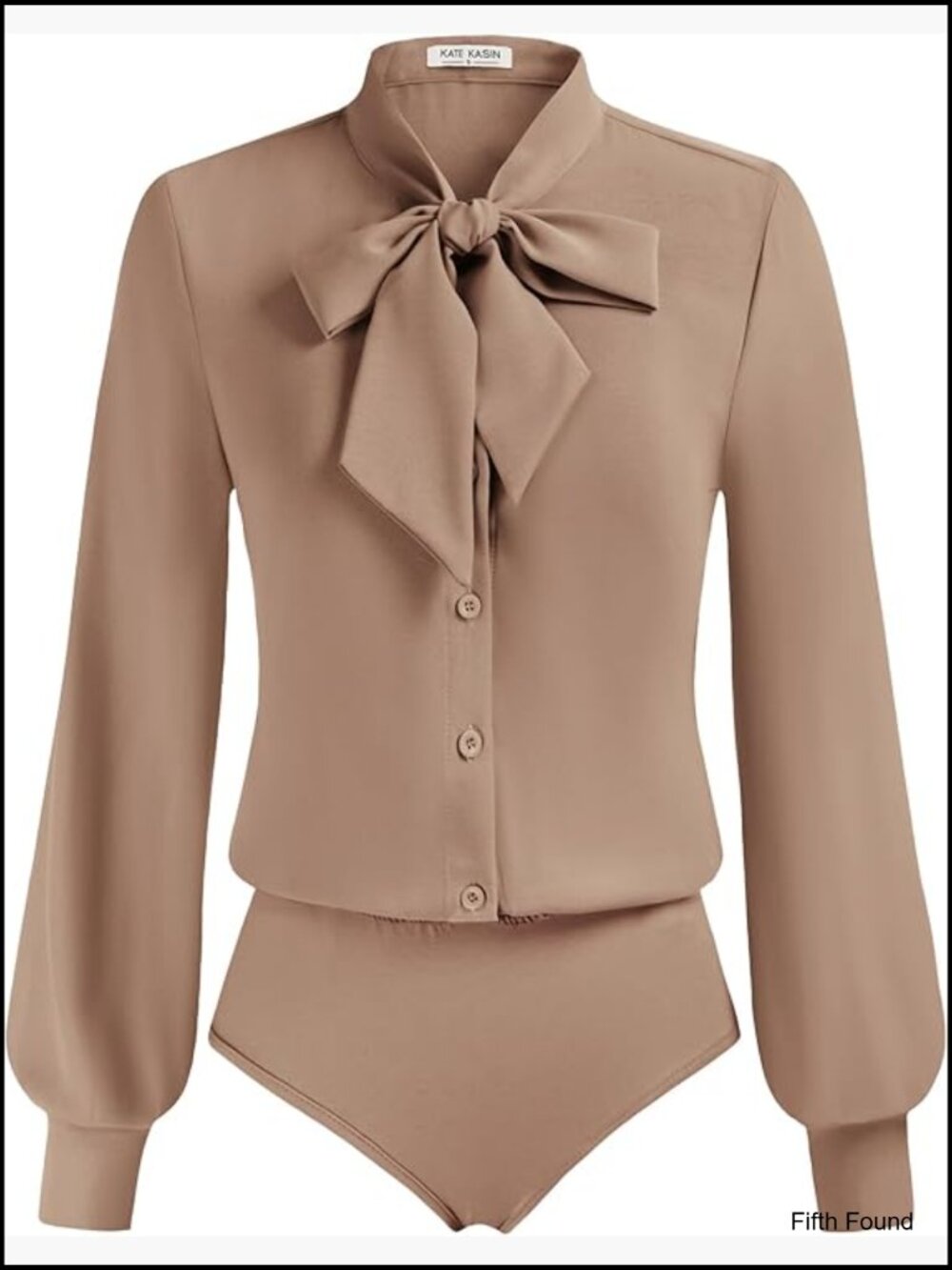 Women Bow Tie Neck Long Sleeve Bodysuit Blouse Button Down Work Top